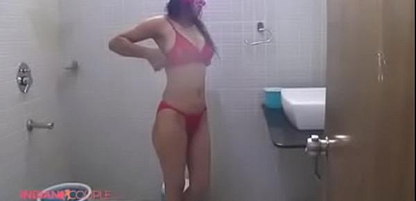  Masked Indian Bhabhi Reenu Filmed In Shower By Husband